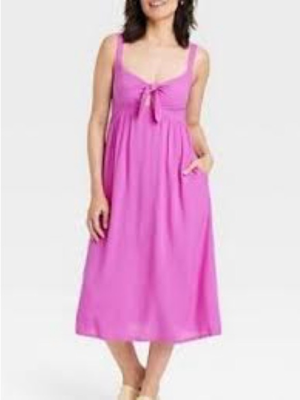Knox Rose Pink Tie Front Midi Dress XXL